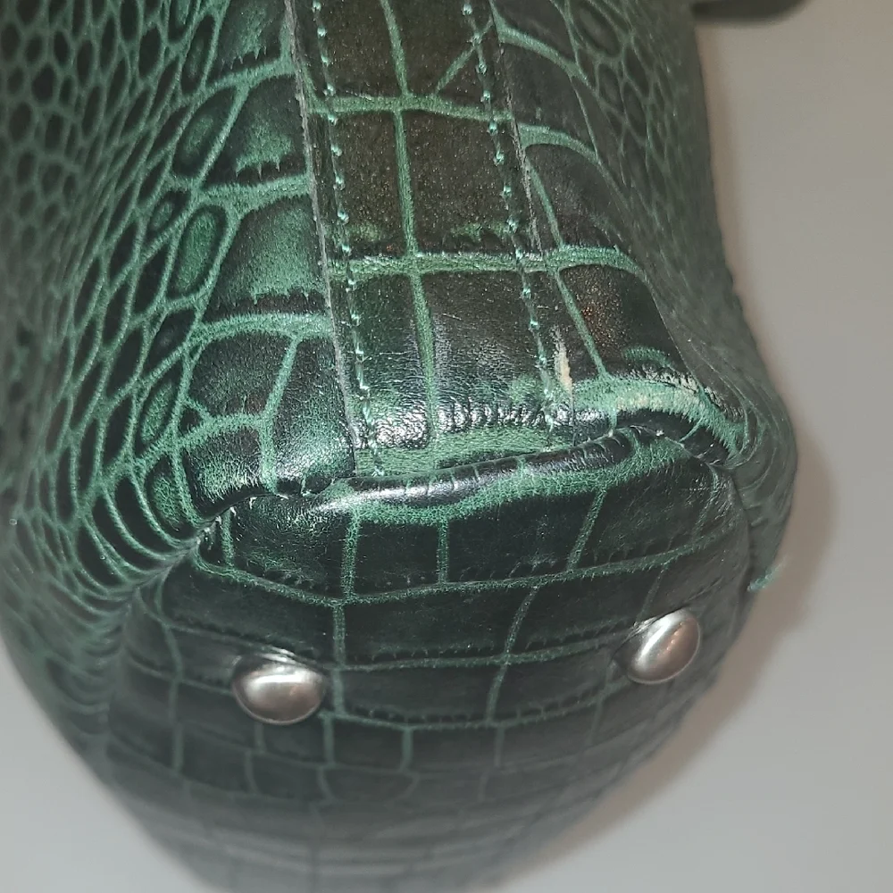 Patricia Nash Green Crocodile Embossed Satchel 10th Year Anniversary W/ Dustbag - Picture 4 of 11